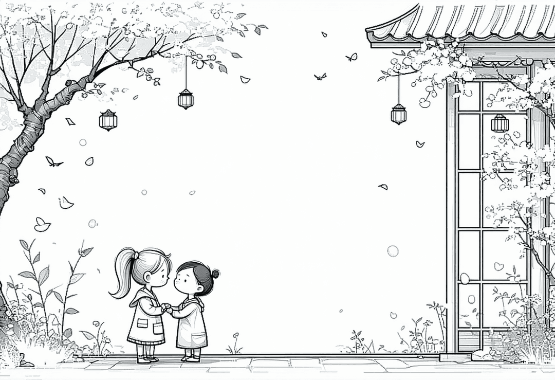 桜と子ども