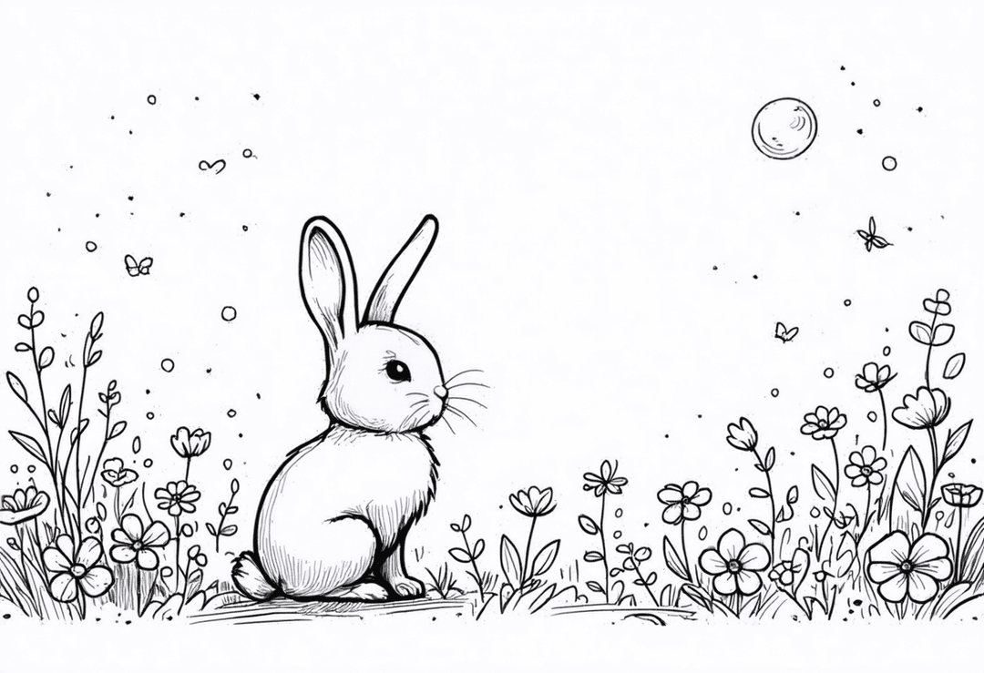 うさぎとお花