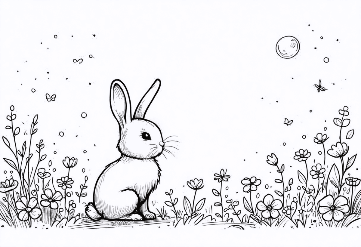 うさぎとお花